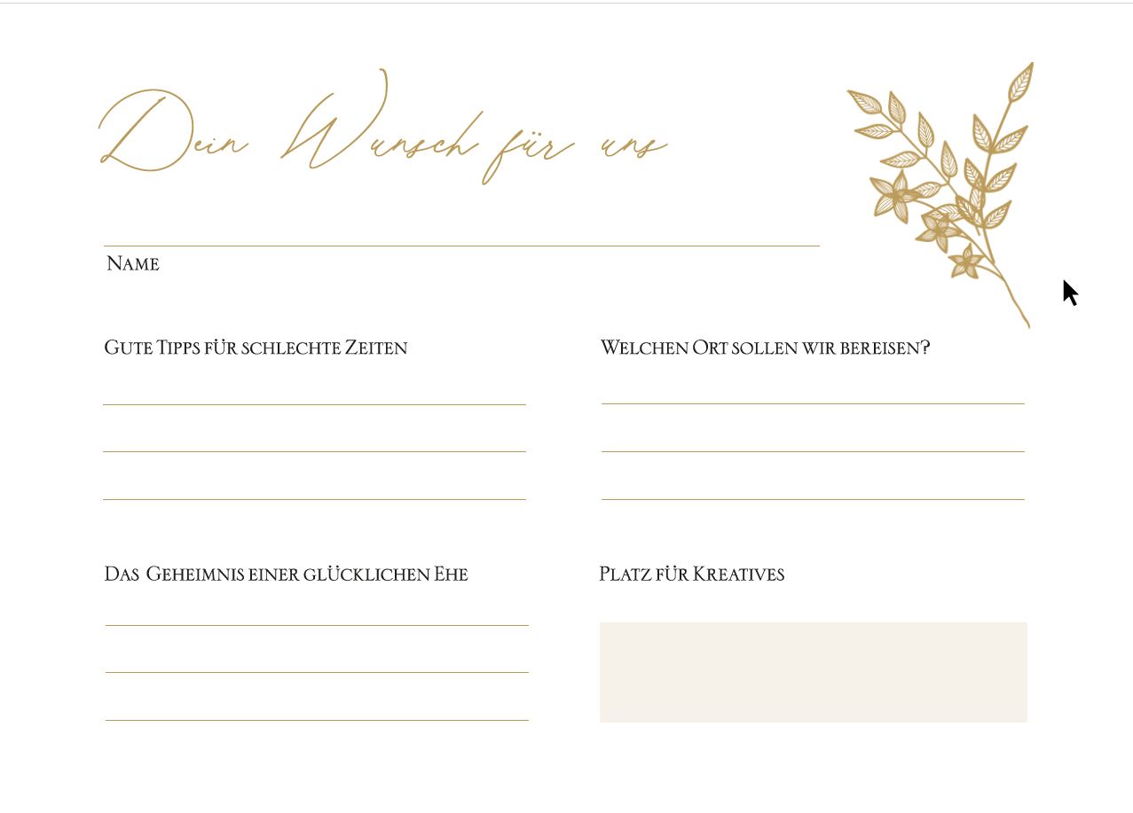 Hochzeit Wunschkarte